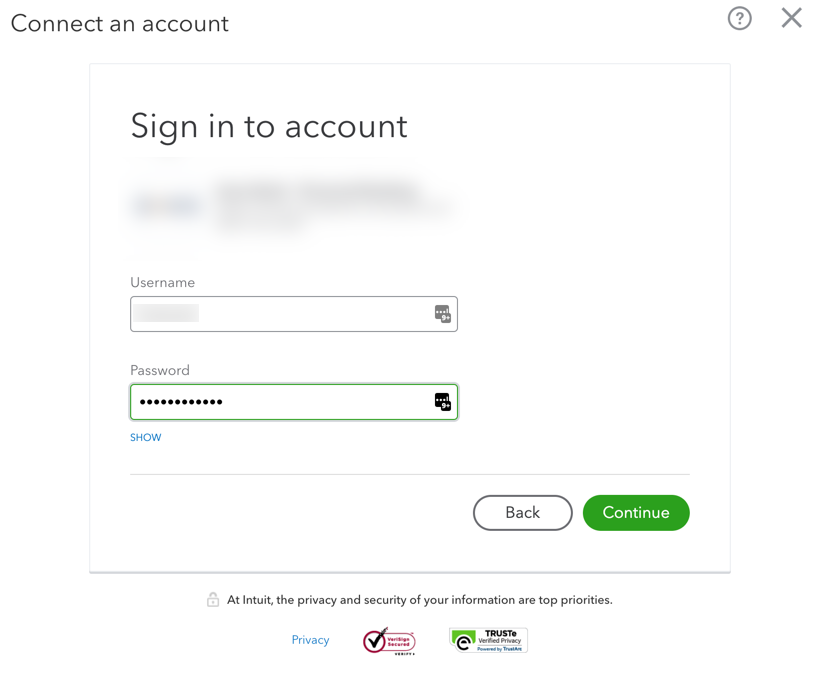 Screenshot of a login window