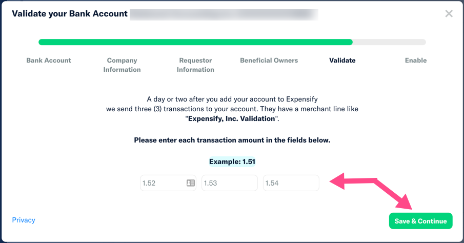 Enter amounts and validate screen in Expensify
