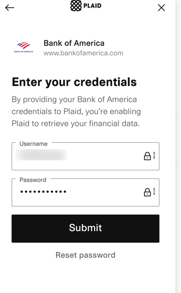 Enter credentials screen in Expensify