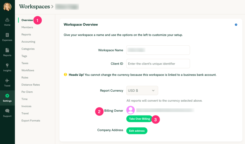 Screenshot of Billing screen in Expensify